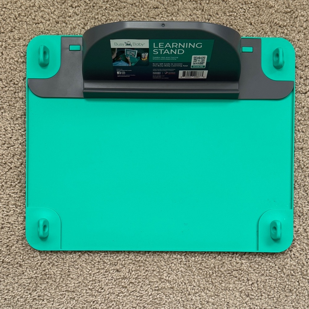 Busy Baby Learning Stand and Mat - Teal and Gray